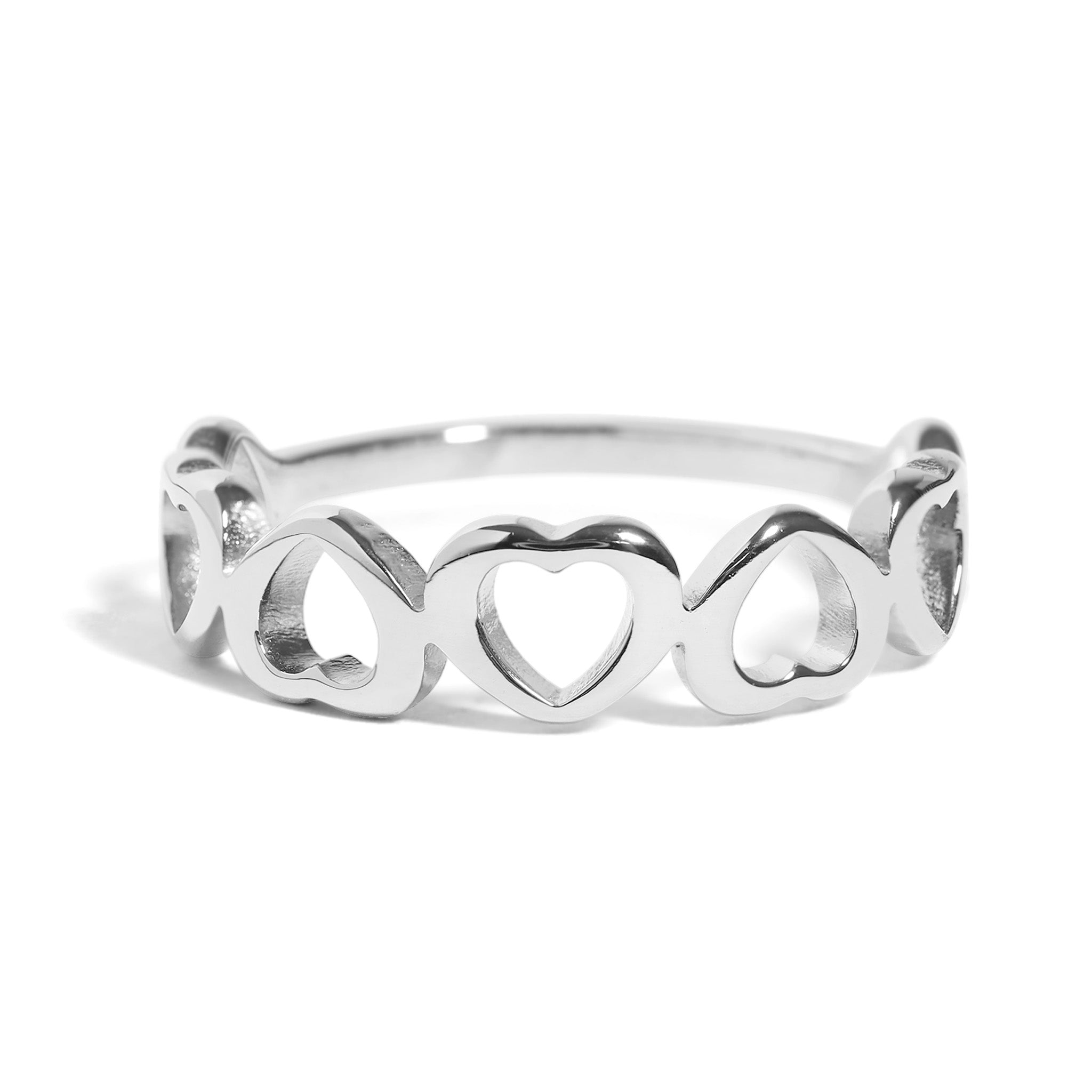 18K Gold PVD Stainless Steel Alternating Heart Stacking Ring
