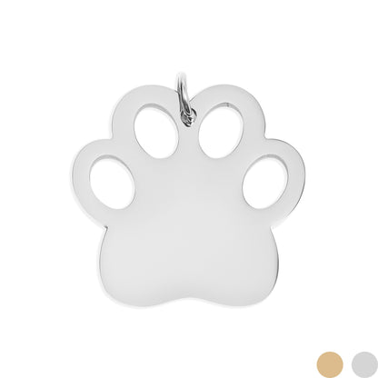18K Gold PVD Stainless Steel Dog Paw Blank Pet Tag