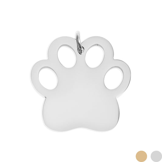 18K Gold PVD Stainless Steel Dog Paw Blank Pet Tag