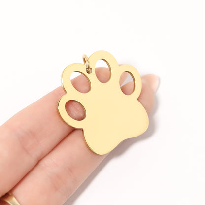 18K Gold PVD Stainless Steel Dog Paw Blank Pet Tag