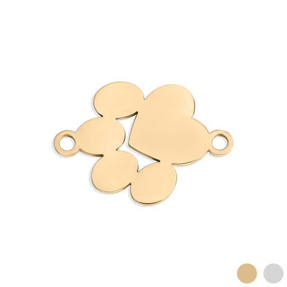 18K Gold PVD Stainless Steel Blank Engravable Paw Print Connector Charm