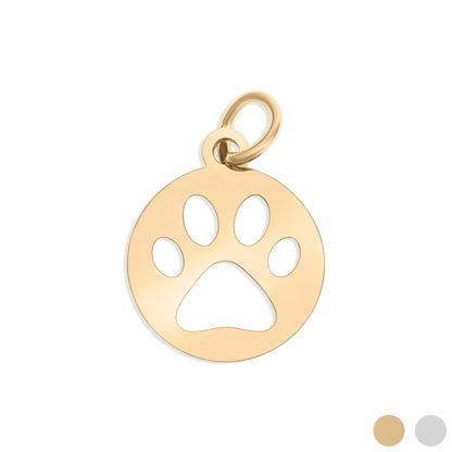 18K Gold PVD Stainless Steel Paw Print Charm