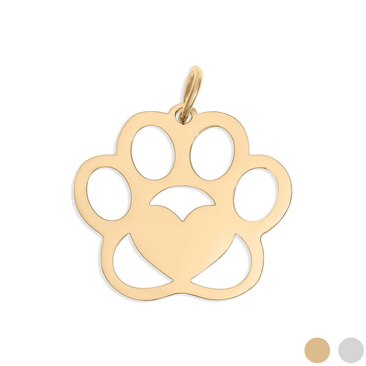 18K Gold PVD Stainless Steel Blank Paw Print Pet Tag