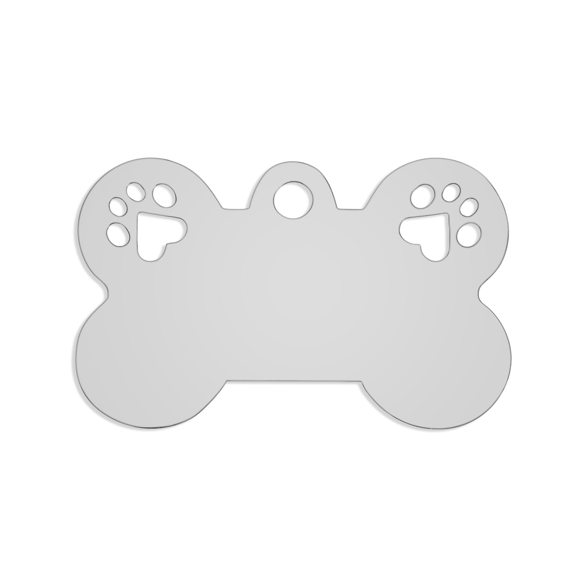 18K Gold PVD Blank Stainless Steel Dog Bone Paw Print Pet Tag
