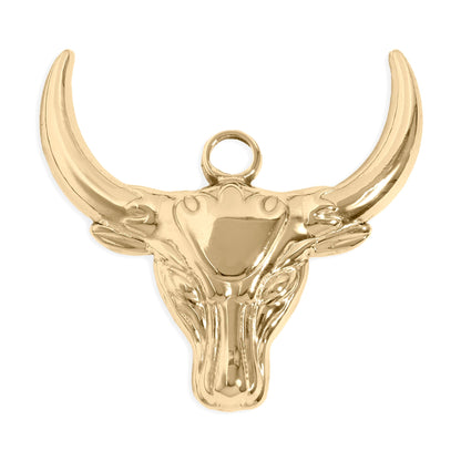 18K Gold PVD Stainless Steel Bull Charm