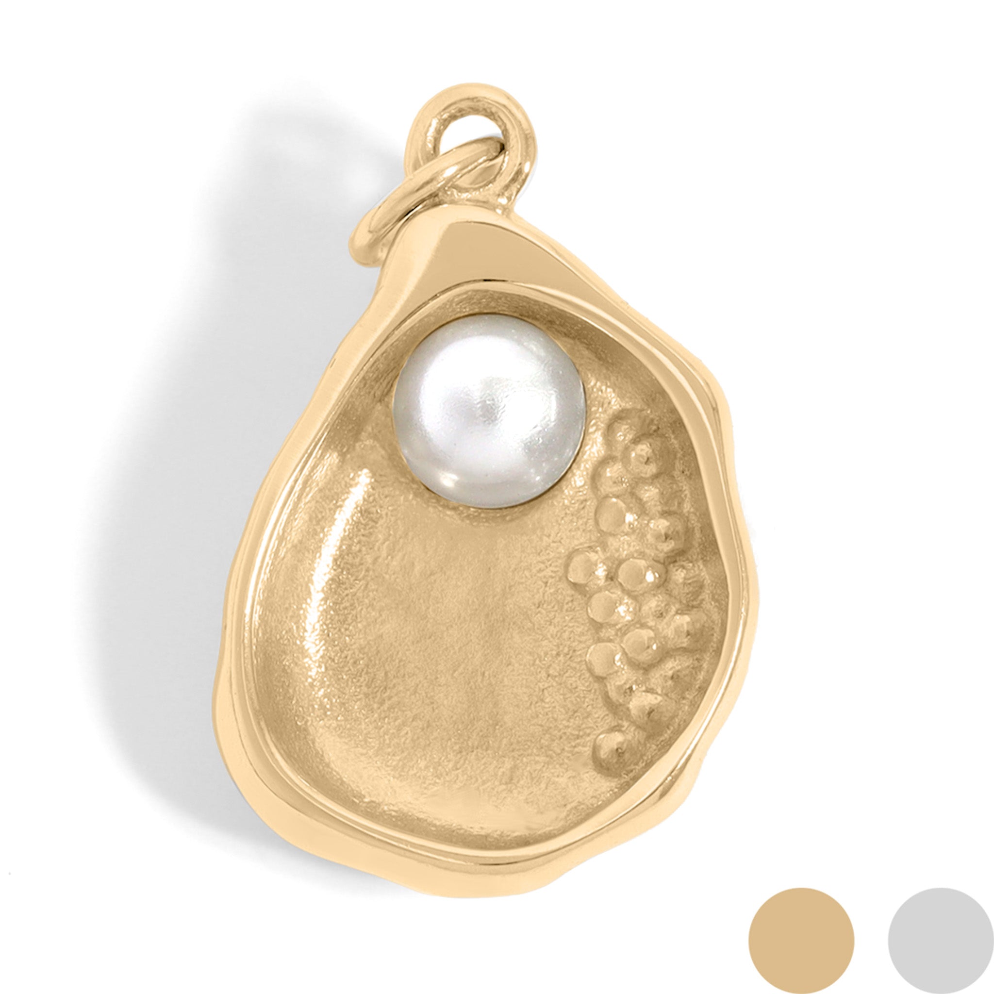 18K Gold PVD Stainless Steel Shell Charm with Pearl