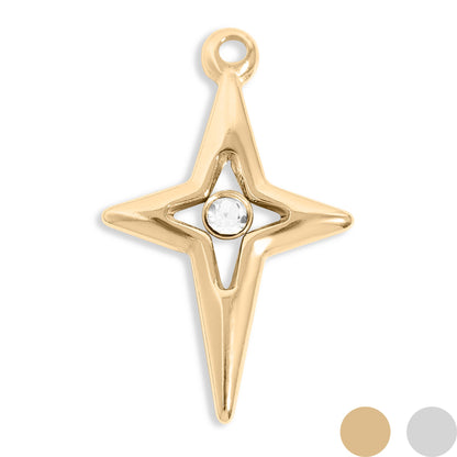 18K Gold PVD Stainless Steel Compass Star Charm