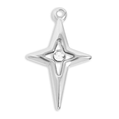 18K Gold PVD Stainless Steel Compass Star Charm