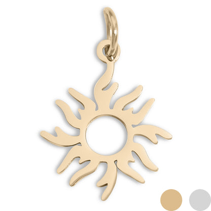 18K Gold PVD Stainless Steel Sunburst Charm