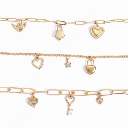 18K Gold PVD Stainless Steel Love & Friendship Charm Set
