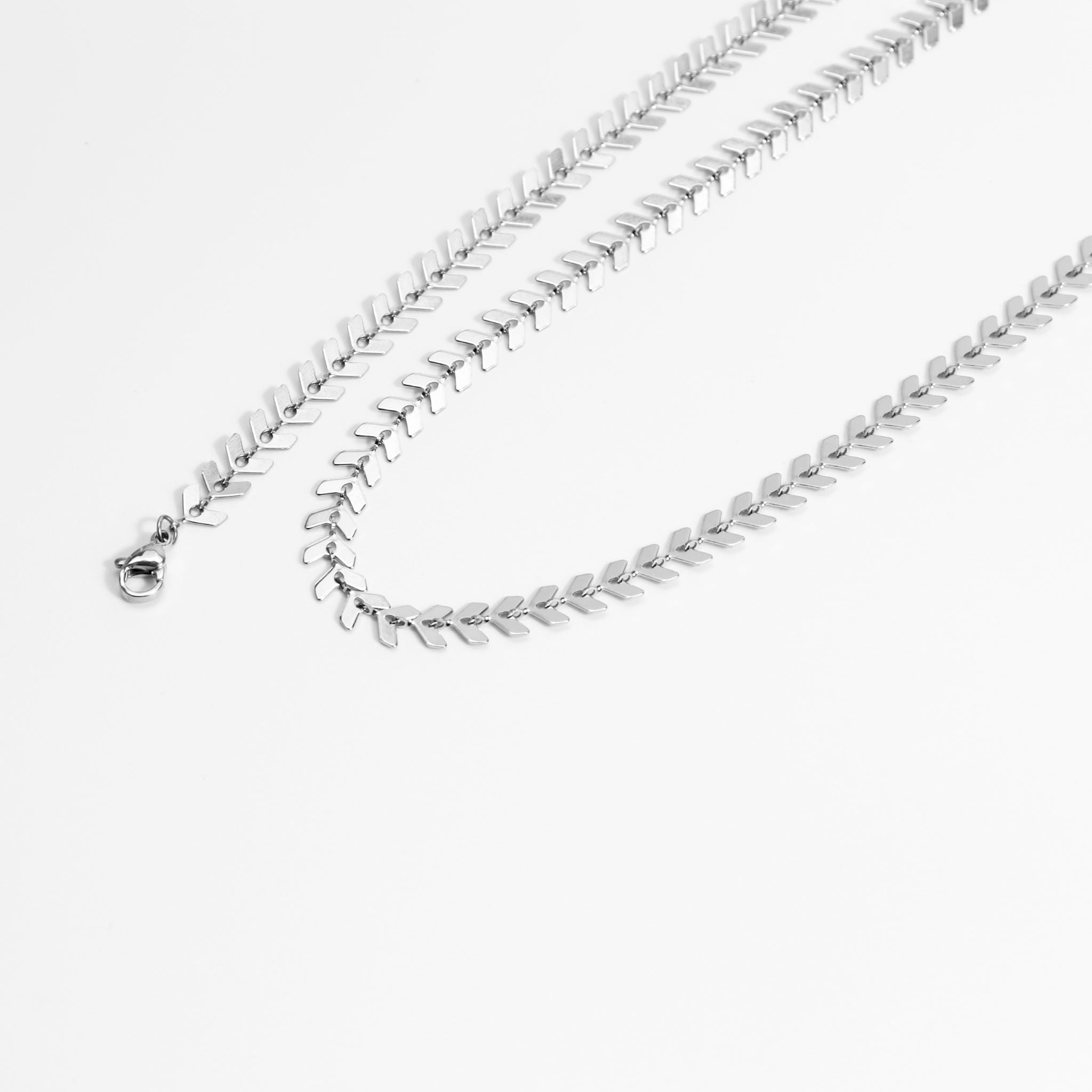 18K Gold PVD Stainless Steel Chevron Chain Necklace
