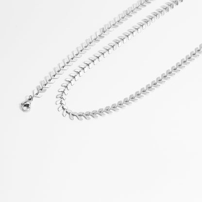 18K Gold PVD Stainless Steel Chevron Chain Necklace