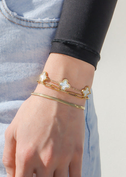 18K Gold PVD Stainless Steel Paperclip Chain Bracelet