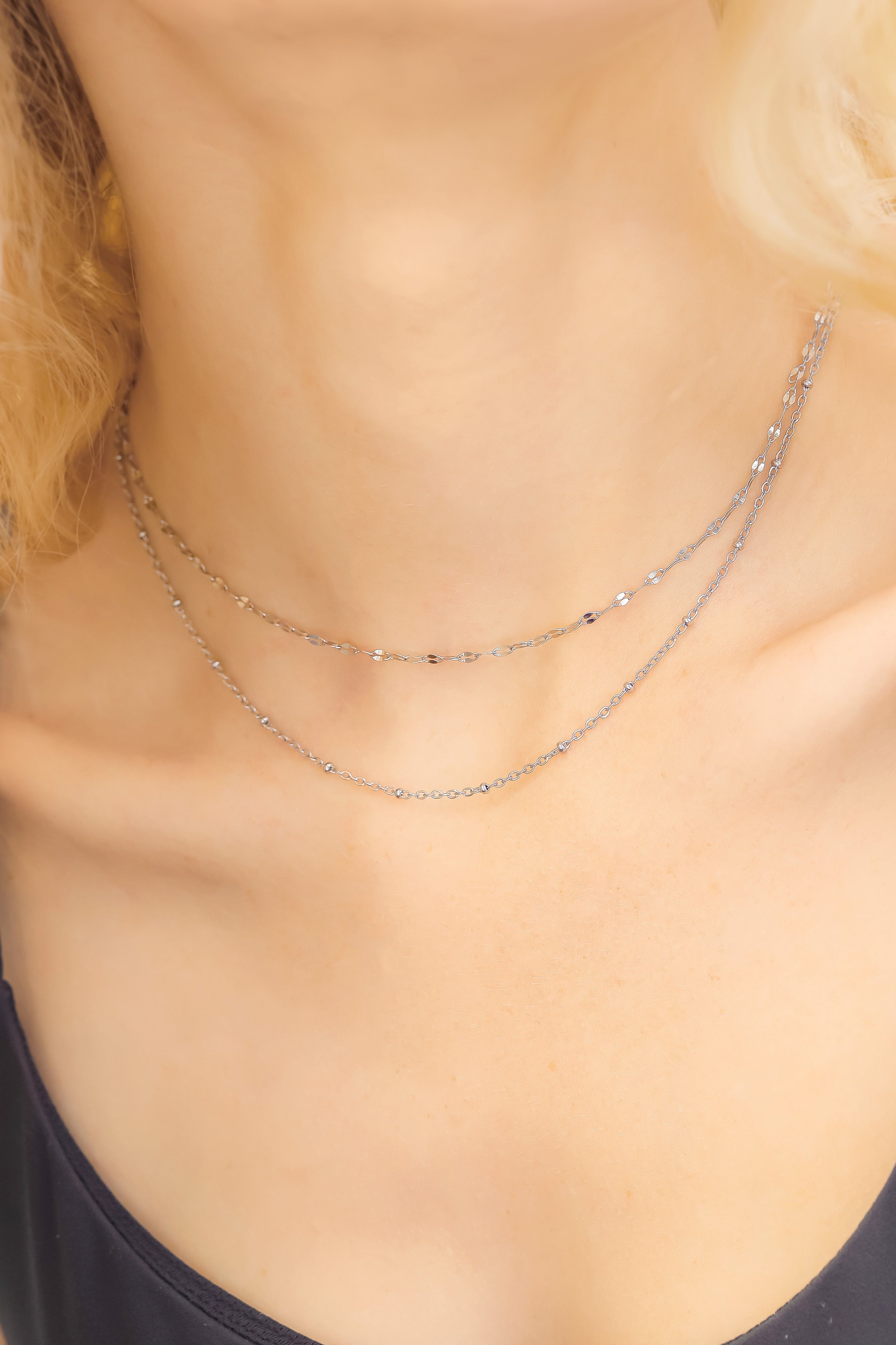 18K Gold PVD Stainless Steel Satellite Chain Necklace