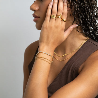 18K Gold PVD CZ Stone Tennis Chain Bracelet