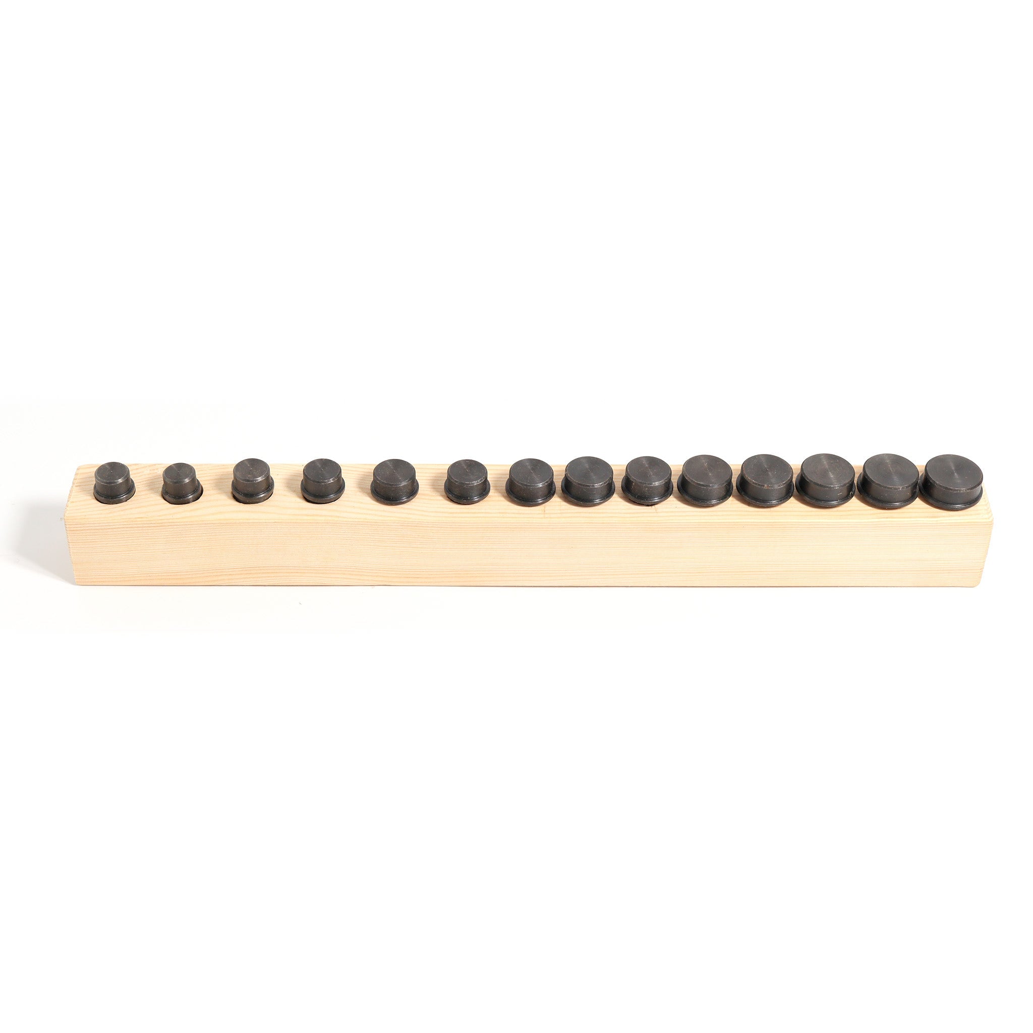 Ring mandrels sizes 3-16 in wooden holder