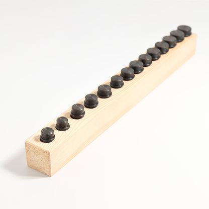 Ring mandrels sizes 3-16 in wooden holder