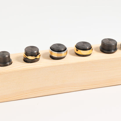Ring mandrels sizes 3-16 in wooden holder