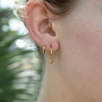 18K Gold PVD Stainless Steel Classic Hoop Huggie Earrings