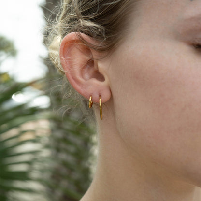 18K Gold PVD Stainless Steel Classic Hoop Huggie Earrings