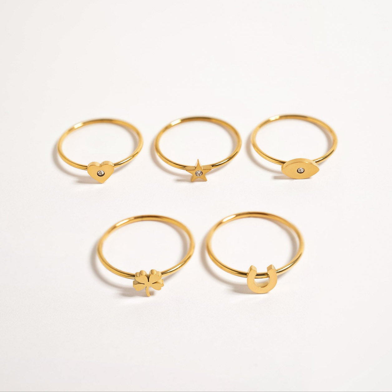 18K Gold PVD Stainless Steel Horseshoe Symbol Ring