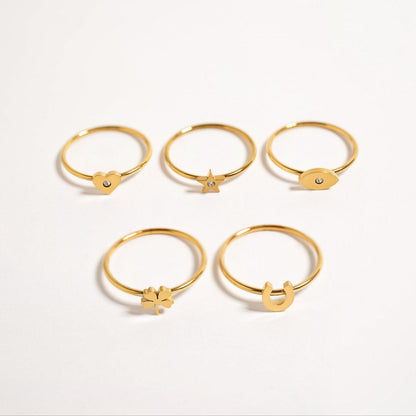 18K Gold PVD Stainless Steel Horseshoe Symbol Ring