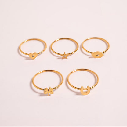 18K Gold PVD Stainless Steel CZ Stone Evil Eye Symbol Ring