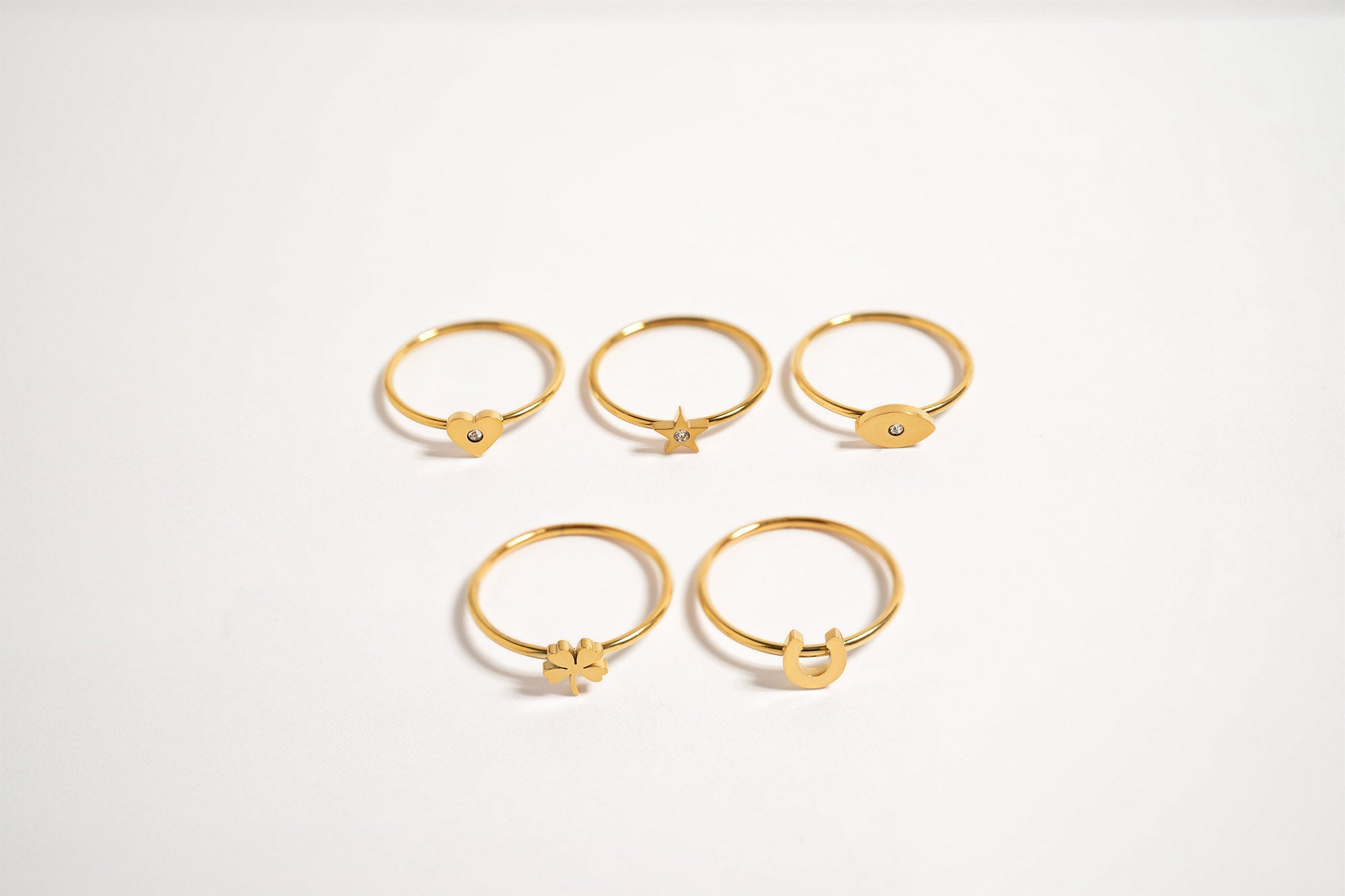 18K Gold PVD Stainless Steel Four Leaf Clover Symbol Ring