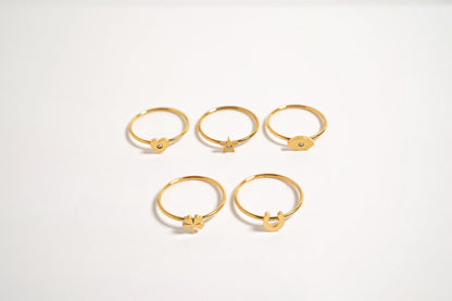 18K Gold PVD Stainless Steel Four Leaf Clover Symbol Ring