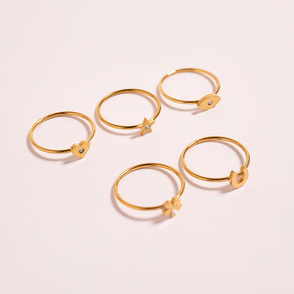 18K Gold PVD Stainless Steel Horseshoe Symbol Ring