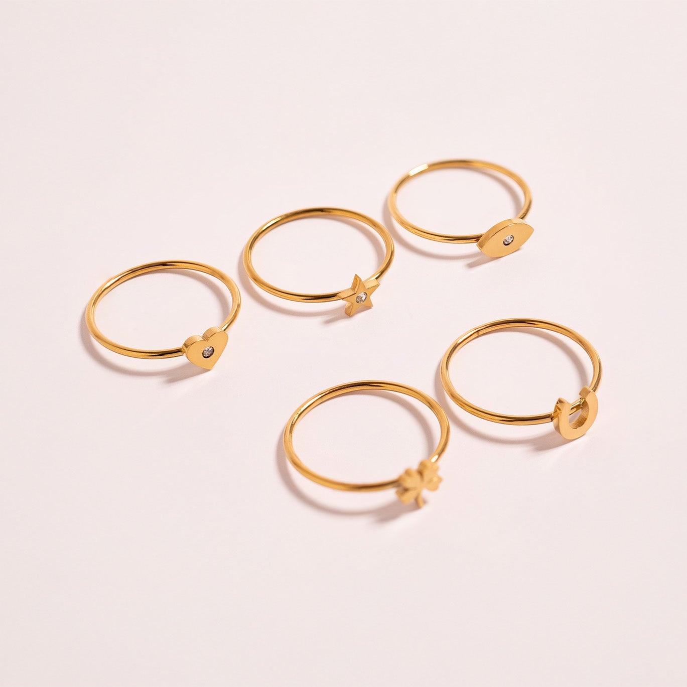 18K Gold PVD Stainless Steel CZ Stone Heart Symbol Ring