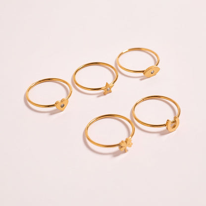 18K Gold PVD Stainless Steel CZ Stone Heart Symbol Ring