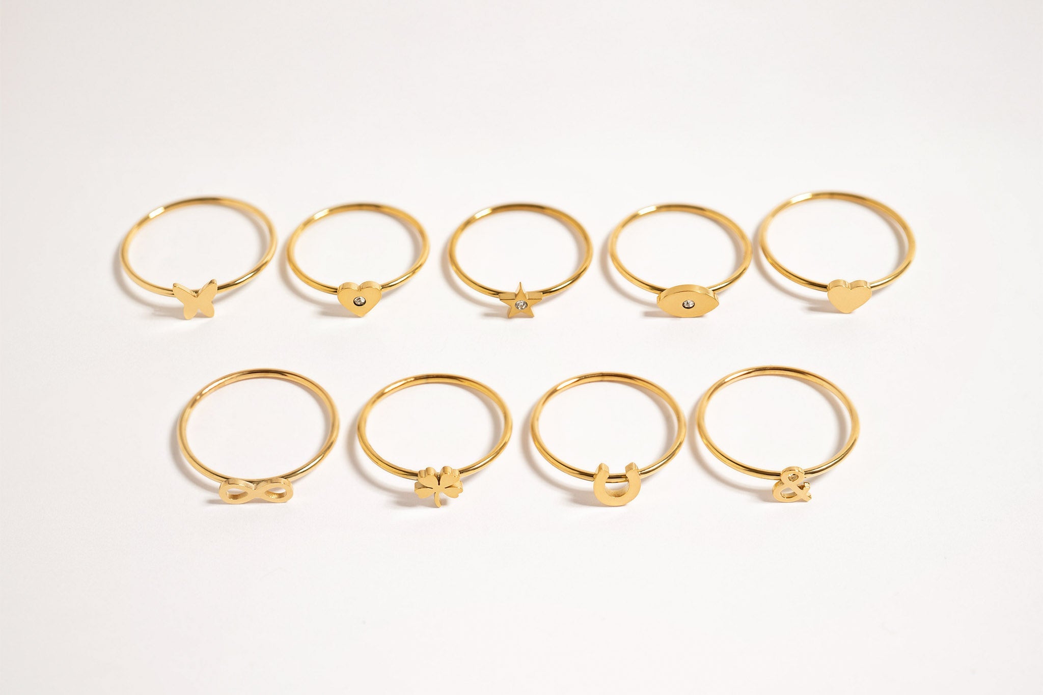 18K Gold PVD Stainless Steel Four Leaf Clover Symbol Ring