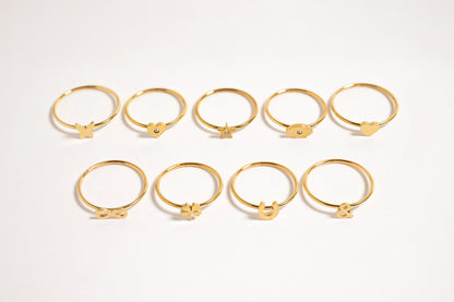 18K Gold PVD Stainless Steel Four Leaf Clover Symbol Ring