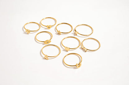 18K Gold PVD Stainless Steel Four Leaf Clover Symbol Ring