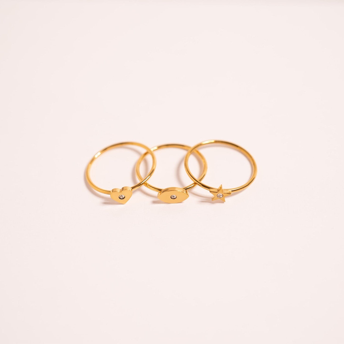 18K Gold PVD Stainless Steel CZ Stone Evil Eye Symbol Ring