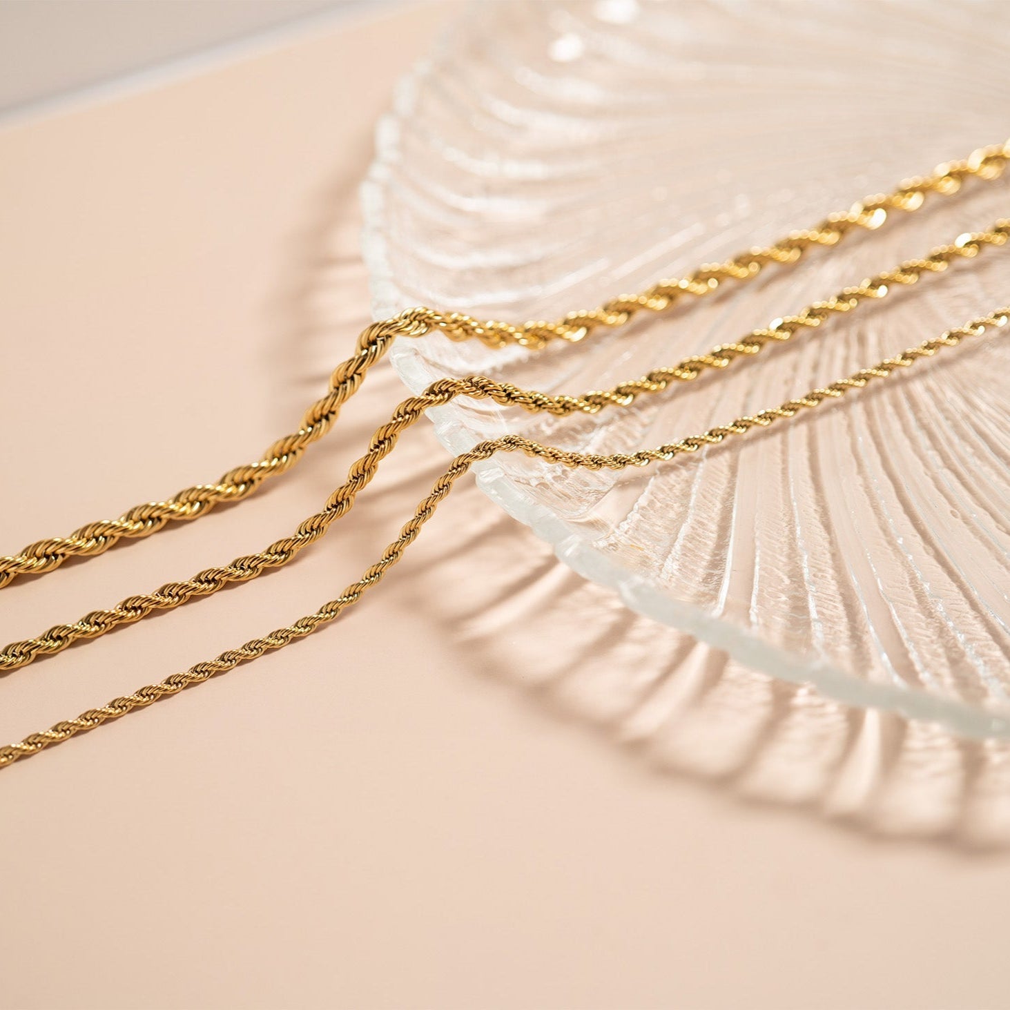 18K Gold PVD Stainless Steel Rope Chain Necklace