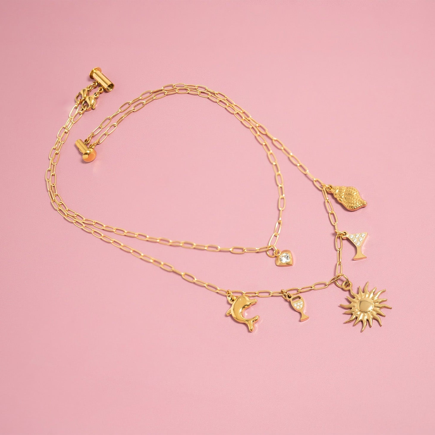 18K Gold PVD Stainless Steel Vacation Charm Set