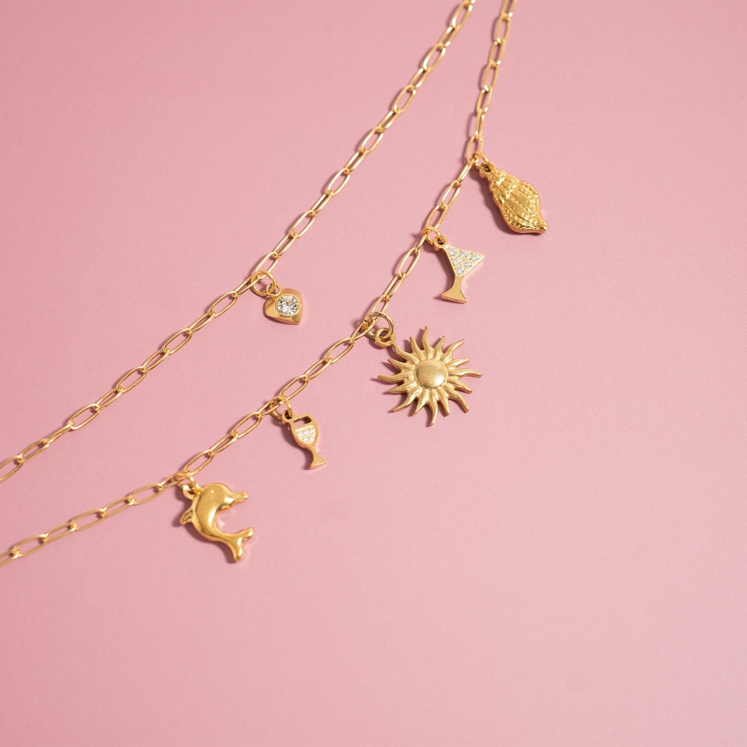 18K Gold PVD Stainless Steel Vacation Charm Set