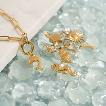 18K Gold PVD Stainless Steel Vacation Charm Set