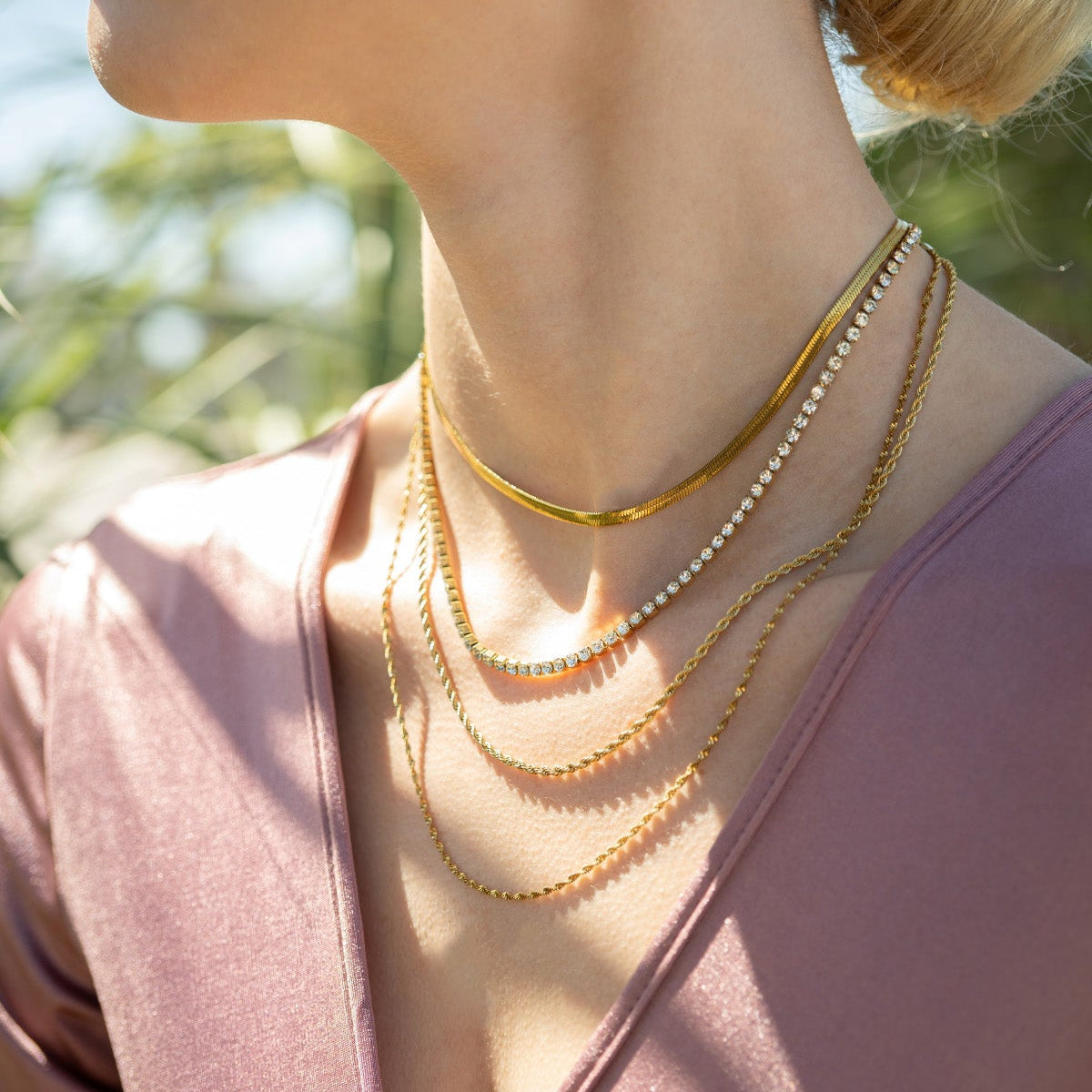 18K Gold PVD Stainless Steel Rope Chain Necklace