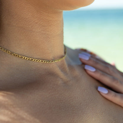 18K Gold PVD Stainless Steel Figaro Chain Necklace