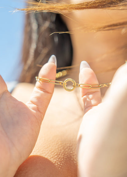 18K Gold PVD Stainless Steel Paperclip Charm Holder Necklace