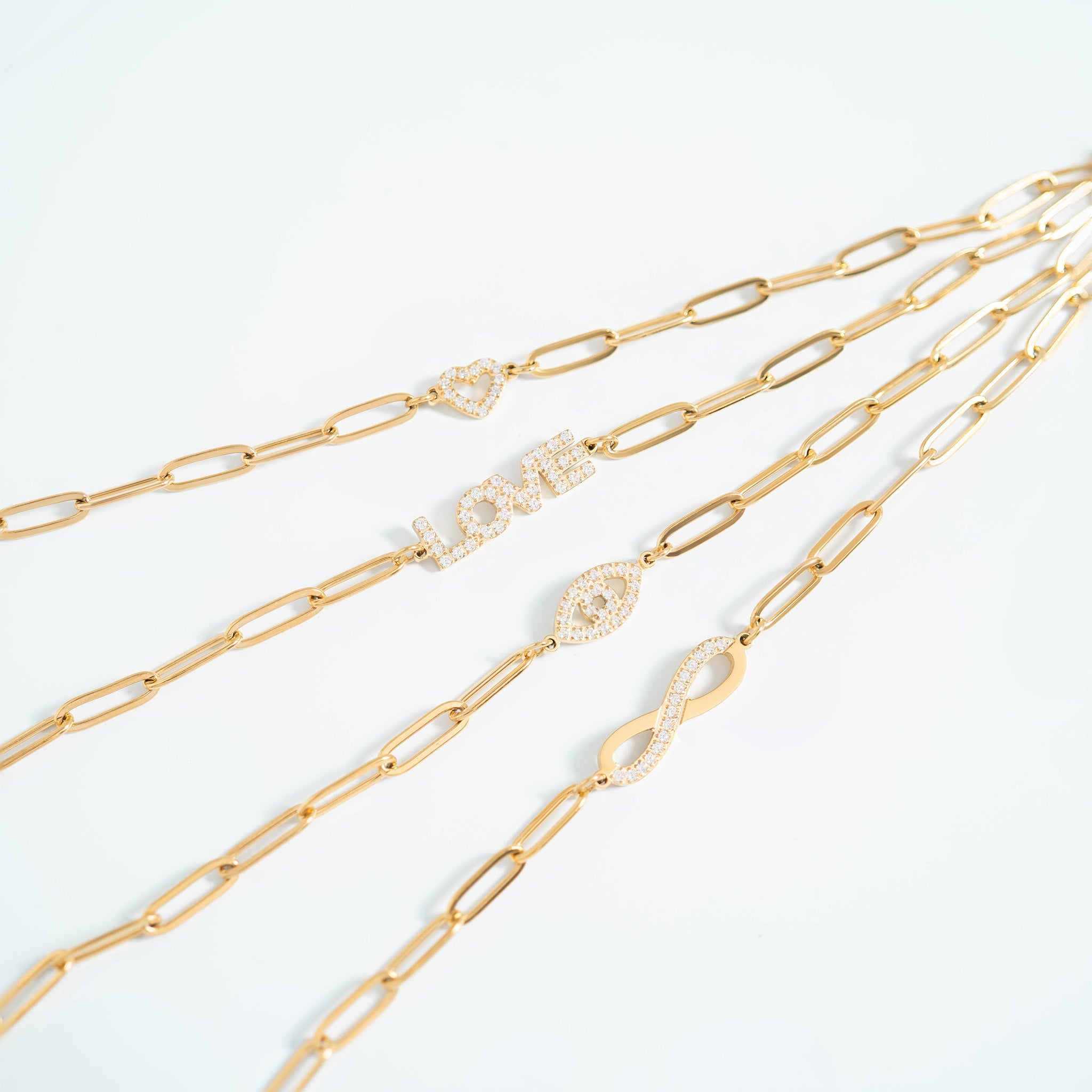 18K Gold PVD Stainless Steel Stone "Evil Eye" Paperclip Chain Necklace