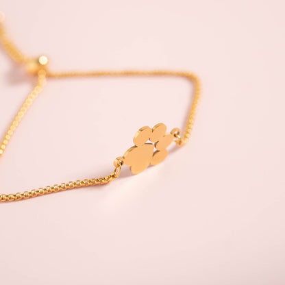 18K Gold PVD Stainless Steel Blank Engravable Paw Print Connector Charm