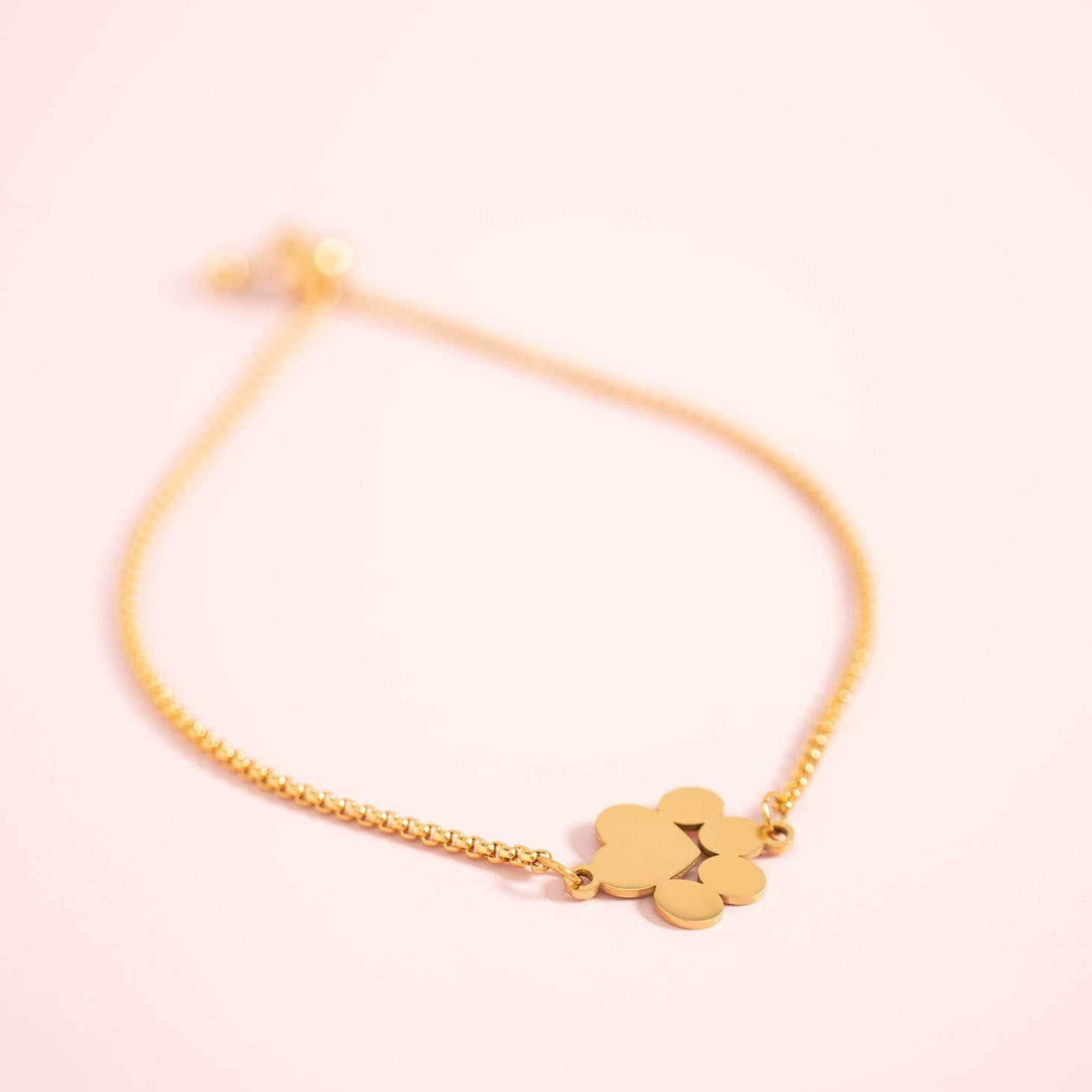 18K Gold PVD Stainless Steel Blank Engravable Paw Print Connector Charm
