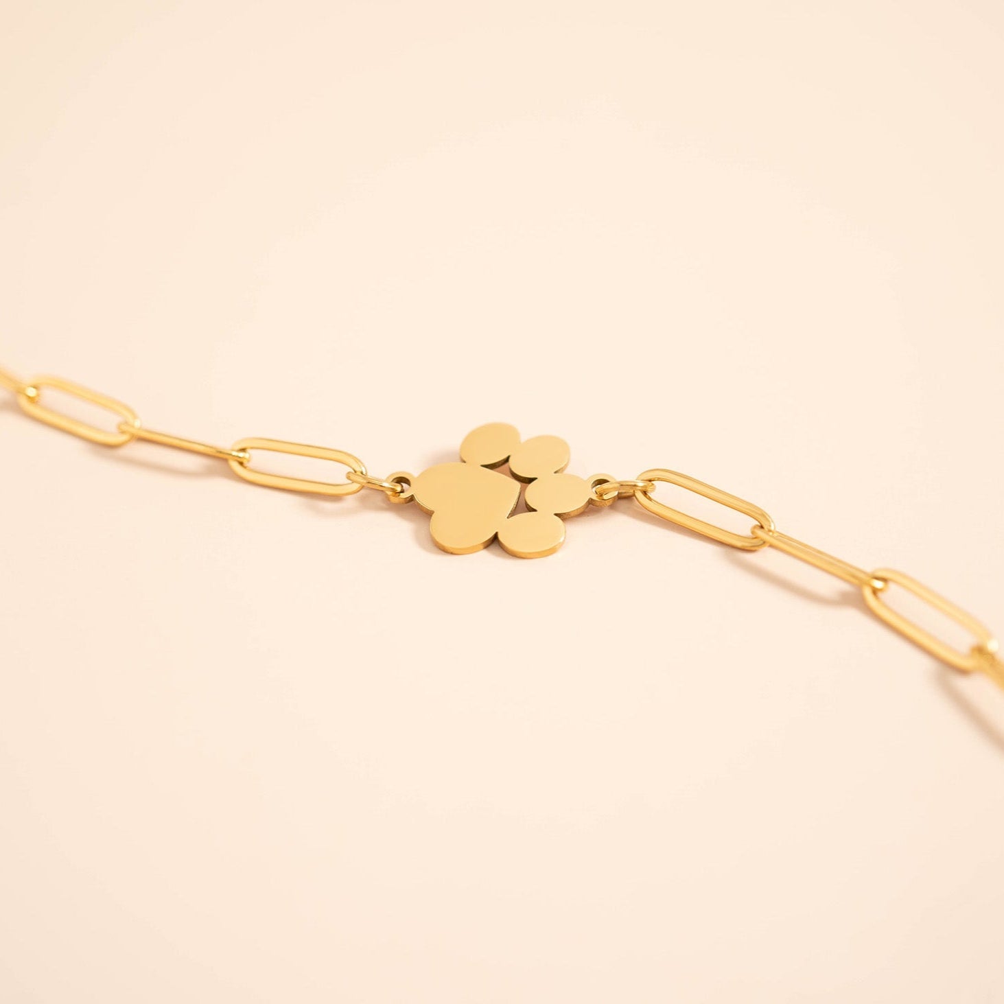 18K Gold PVD Stainless Steel Blank Engravable Paw Print Connector Charm