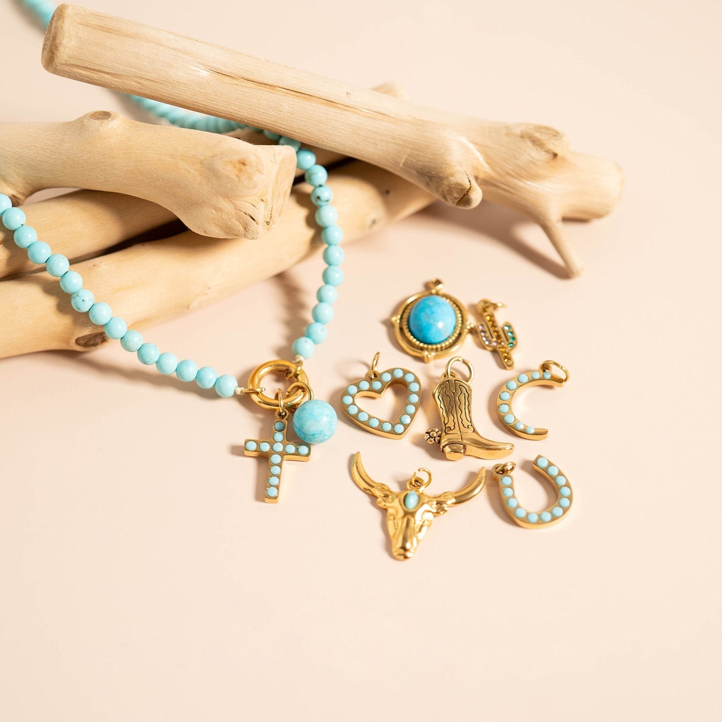 18K Gold PVD Stainless Steel Western Charm Set