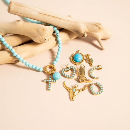 18K Gold PVD Stainless Steel Western Charm Set