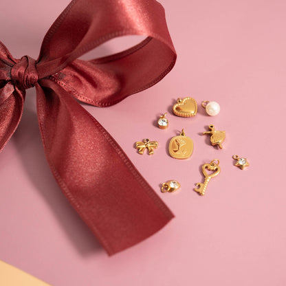 18K Gold PVD Stainless Steel Ribbon Bow Charm